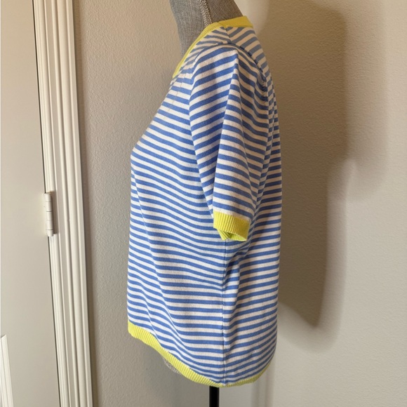 Blue and White Striped Sweater with Yellow Accents | M - Picture 3 of 11